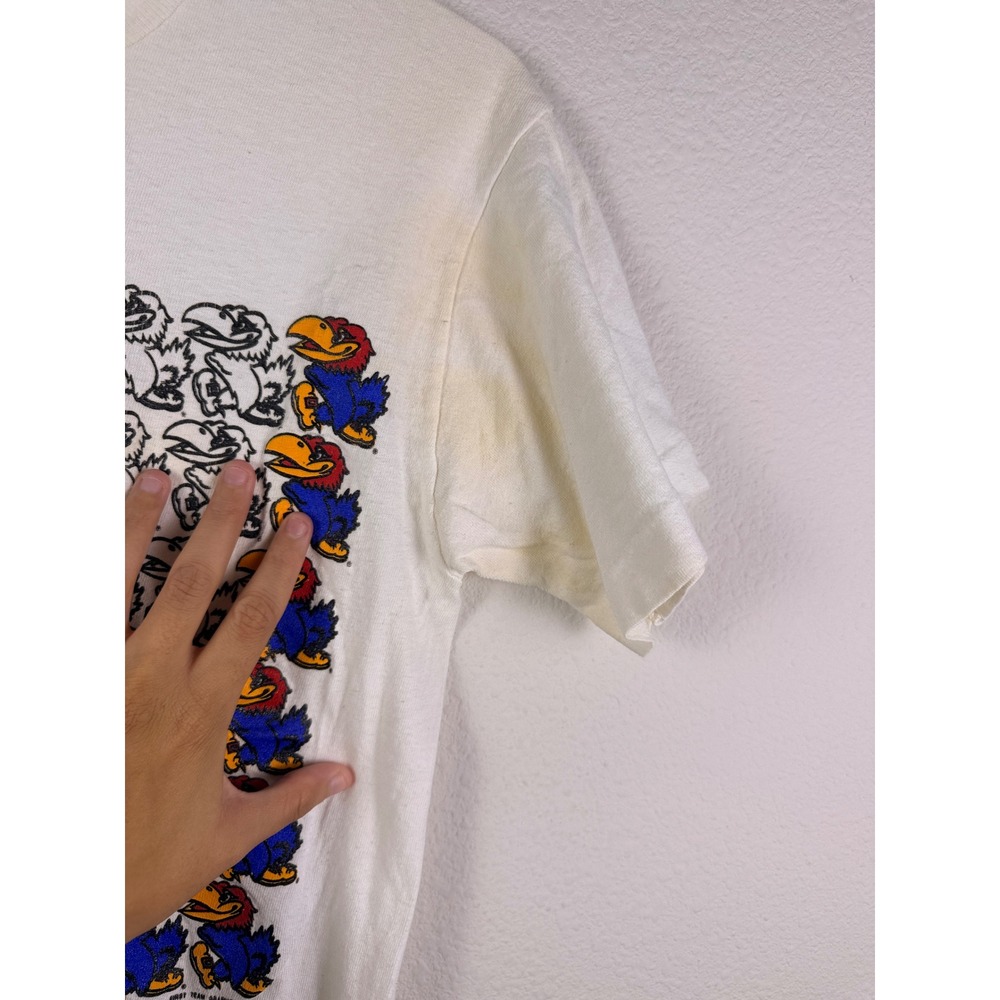 Vintage Fruit of the Loom Kansas Jayhawks T-Shirt White Small USA Single Stitch - Picture 8 of 9